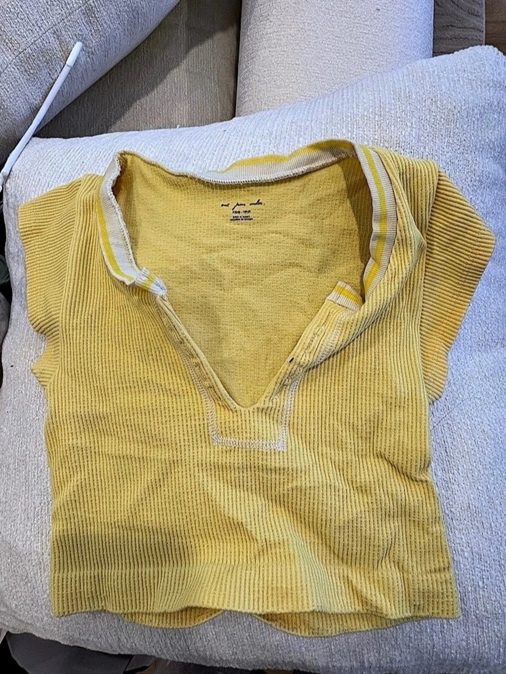 Out From Under Everyday Snap Henley Top Yellow Tank Top